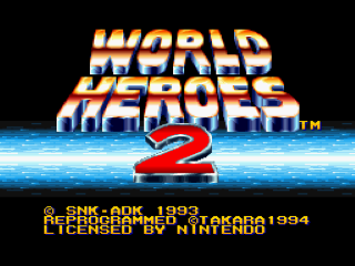 World Heroes 2 title screen for Super Famicom